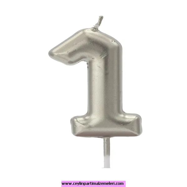 1 Rakam Mum Gümüş